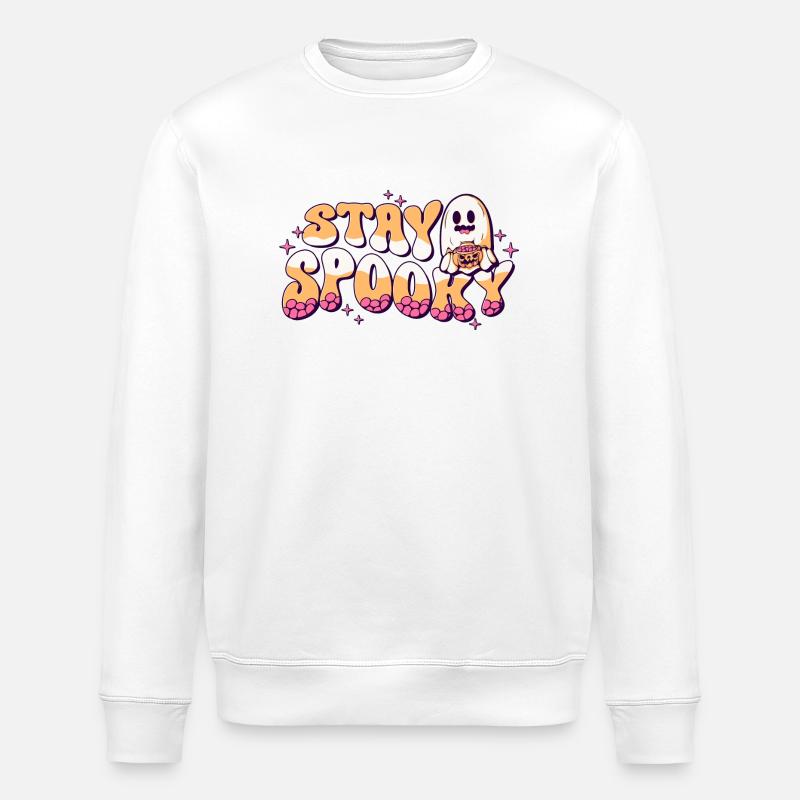 Stay Spooky Halloween Ghost - Stanley/Stella ROLLER Unisex Organic Sweatshirt - white