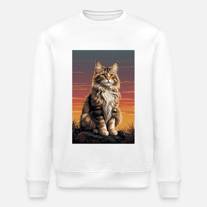 Norwegische Waldkatze - Stanley/Stella Unisex Bio-Sweatshirt ROLLER - Weiß