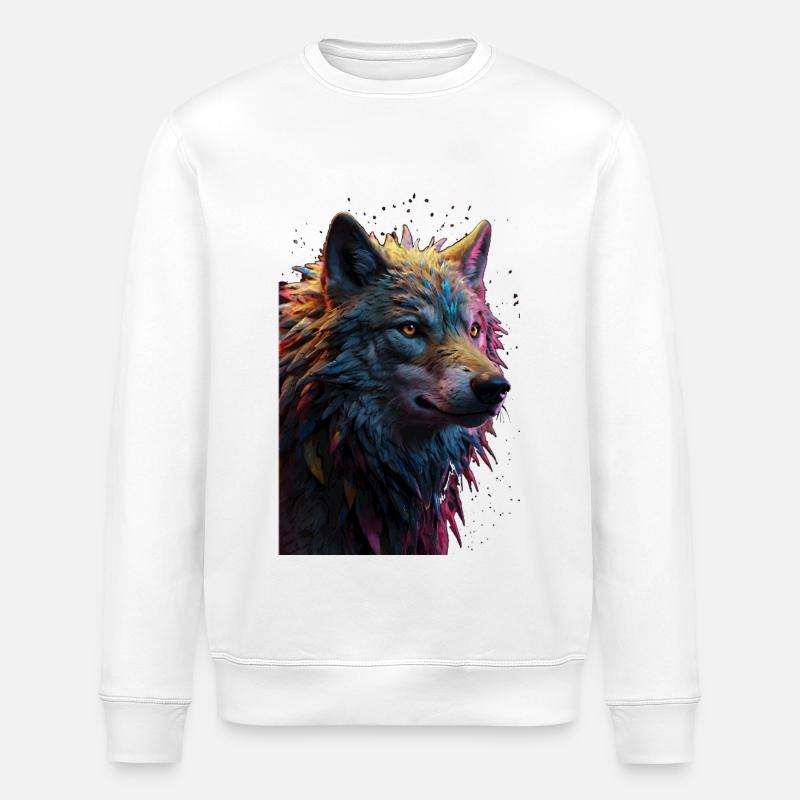 Wolf Wolfskopf Raubtier Geschenk - Stanley/Stella Unisex Bio-Sweatshirt ROLLER - Weiß