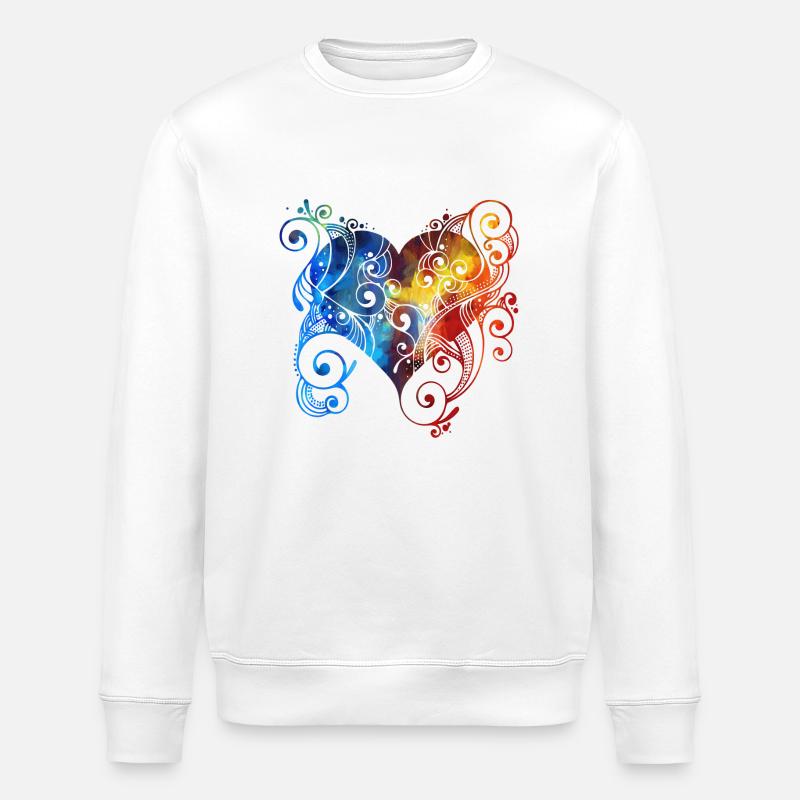 Buntes Herz - Stanley/Stella Unisex Bio-Sweatshirt ROLLER - Weiß