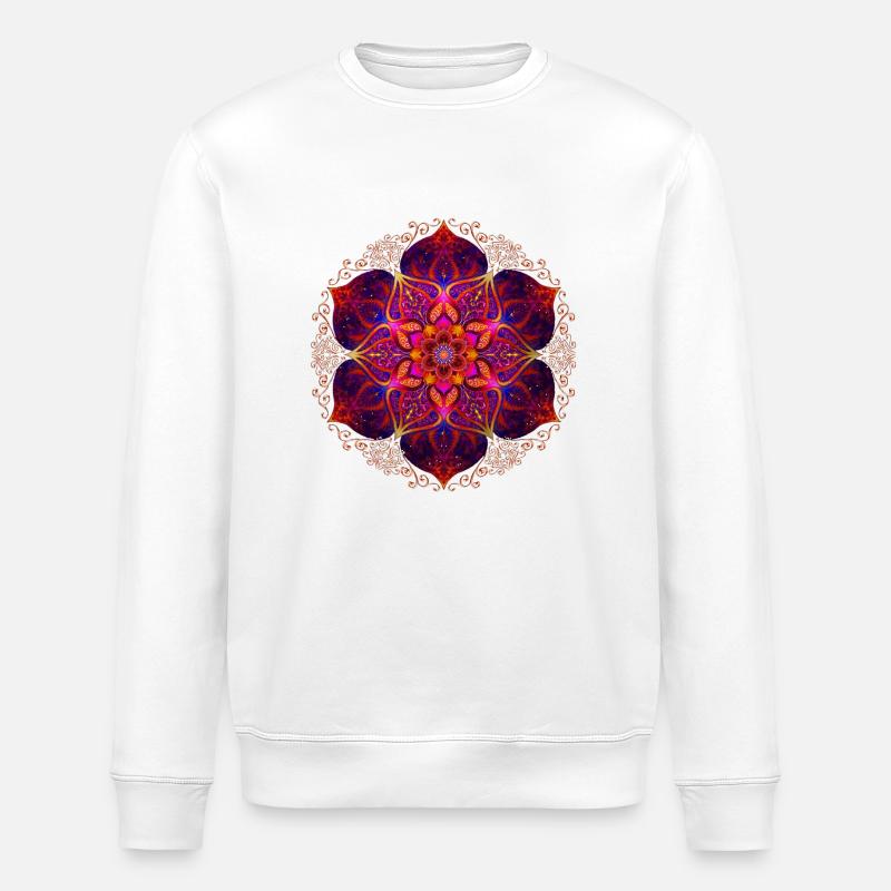 Rote Mandala Blume - Stanley/Stella Unisex Bio-Sweatshirt ROLLER - Weiß