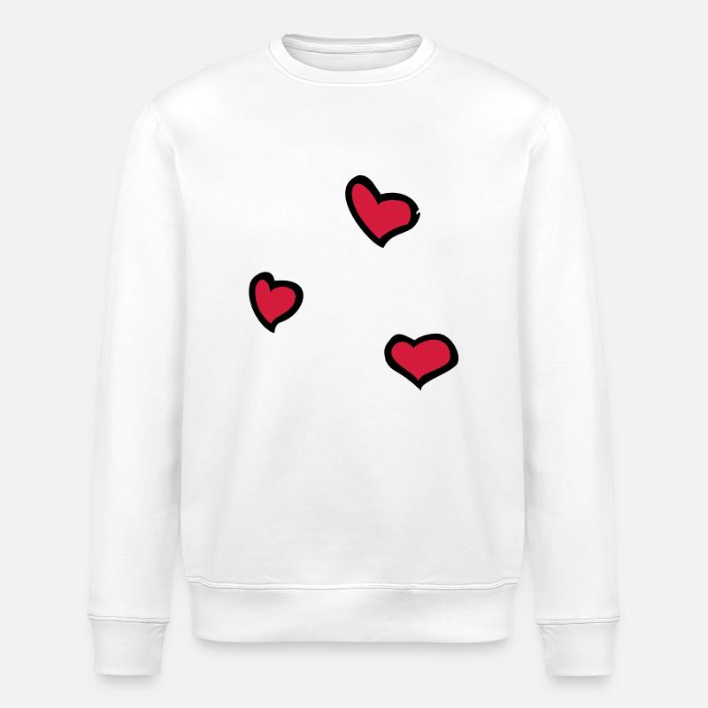 Herzen, Hearts, Liebe - Stanley/Stella Unisex Bio-Sweatshirt ROLLER - Weiß