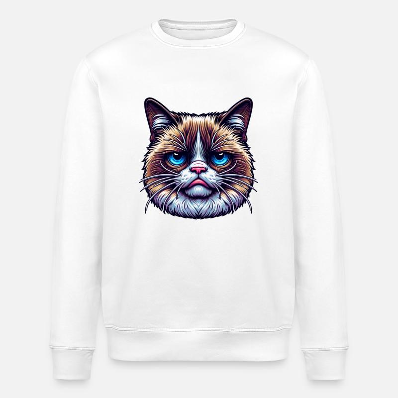Katze mit schlechter Laune - Stanley/Stella Unisex Bio-Sweatshirt ROLLER - Weiß