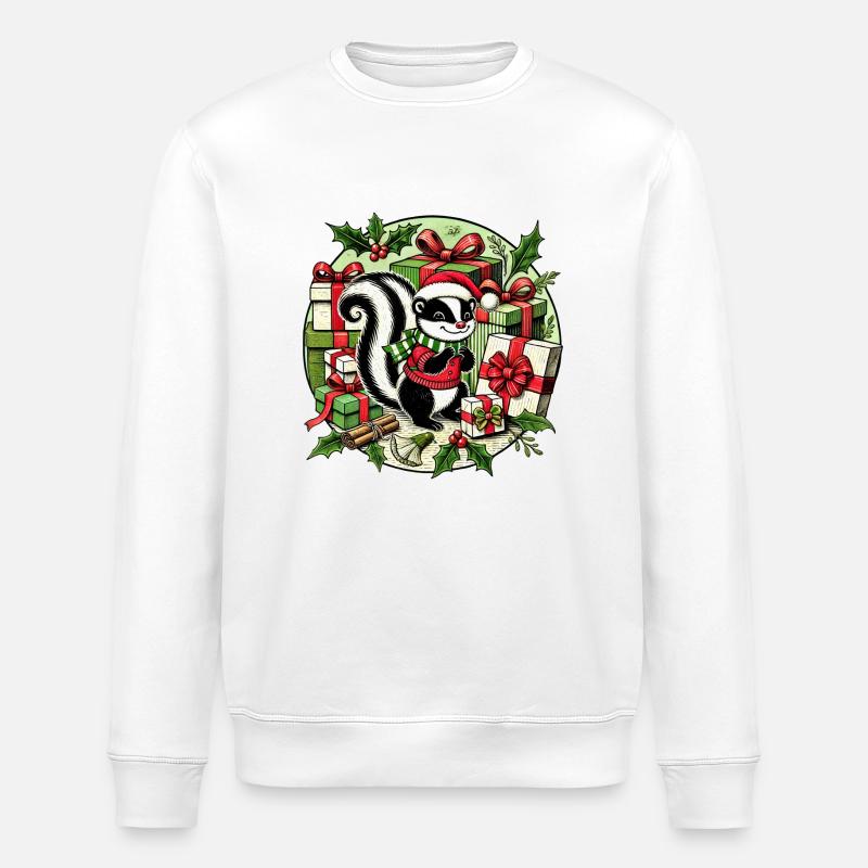 Weihnachts-Skunk - Stanley/Stella Unisex Bio-Sweatshirt ROLLER - Weiß