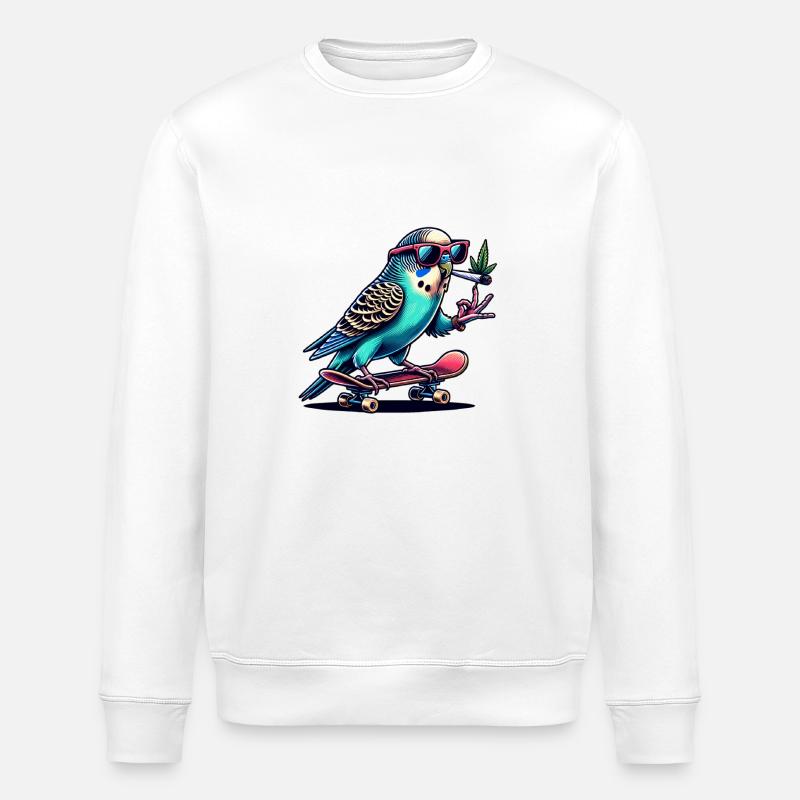 Krasser Wellensittich - Stanley/Stella Unisex Bio-Sweatshirt ROLLER - Weiß