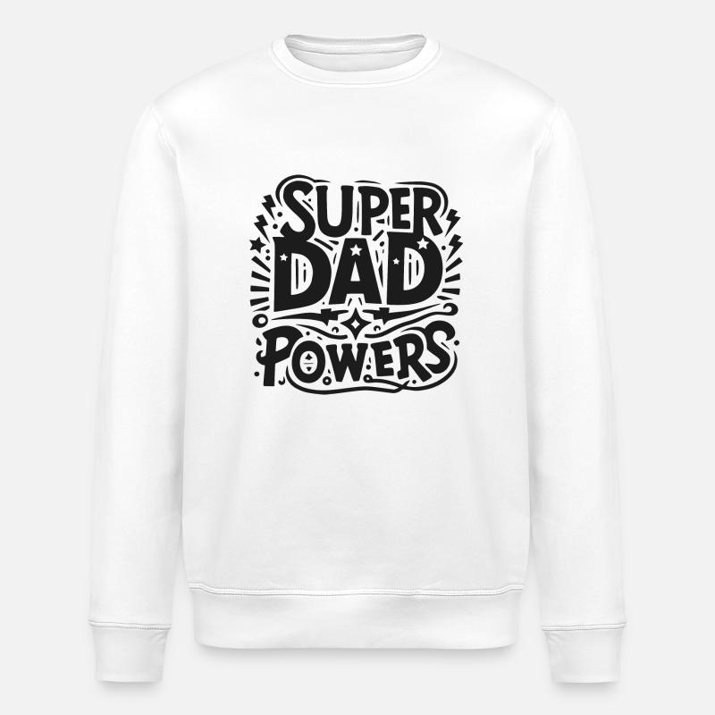 Super Dad Powers - Stanley/Stella ROLLER Unisex Organic Sweatshirt - white