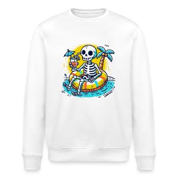 Skelett mit Schwimmreifen – Lustiges Sommerdesign - Stanley/Stella Unisex Bio-Sweatshirt ROLLER - Weiß - Vorne - Nik (191cm)