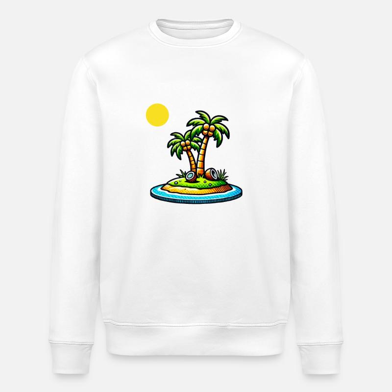 Palmen Insel - Stanley/Stella Unisex Bio-Sweatshirt ROLLER - Weiß
