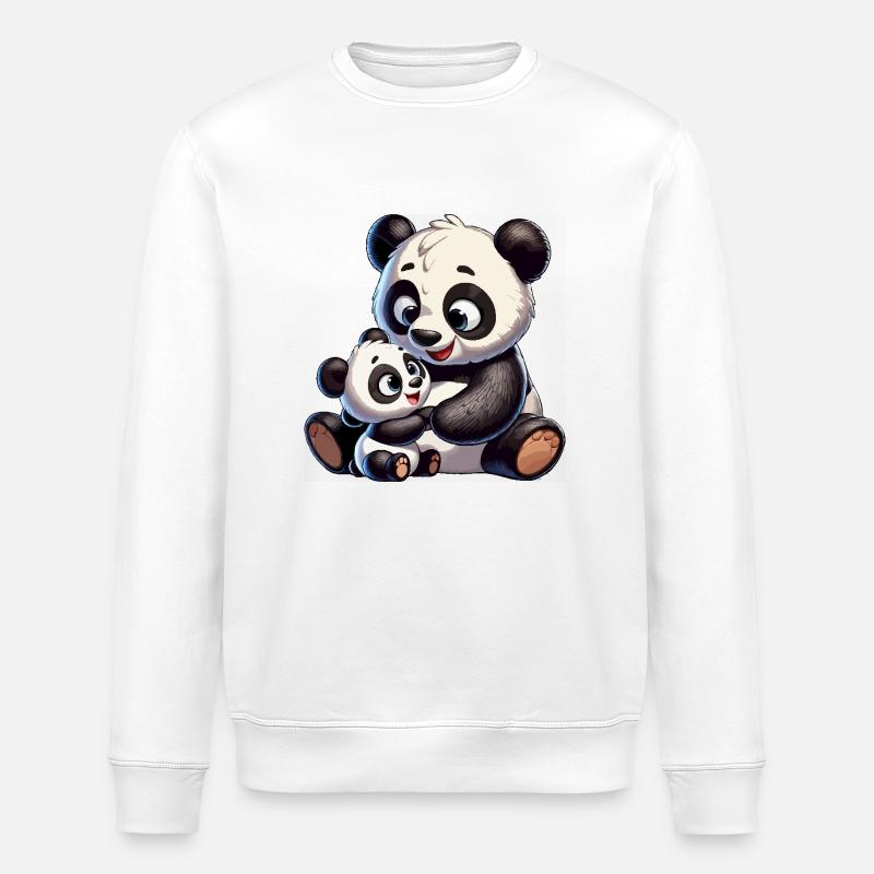 Panda-Mutter mit Kind - Stanley/Stella Unisex Bio-Sweatshirt ROLLER - Weiß