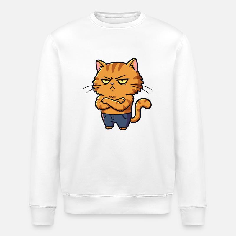Chat irrité - Sweat bio ROLLER Stanley/Stella Unisexe - blanc