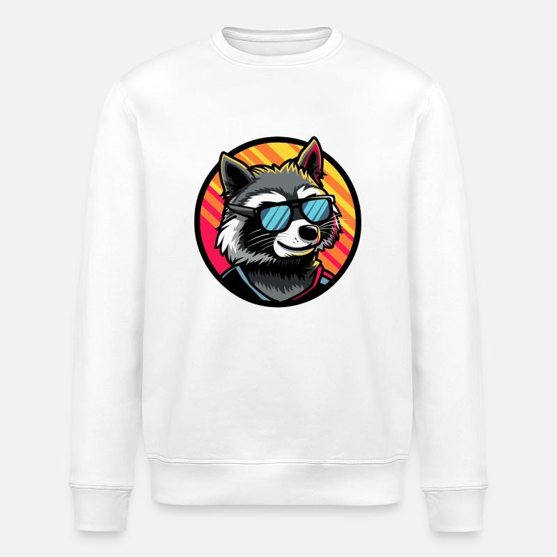 Waschbär Cool Sommer - Stanley/Stella Unisex Bio-Sweatshirt ROLLER - Weiß