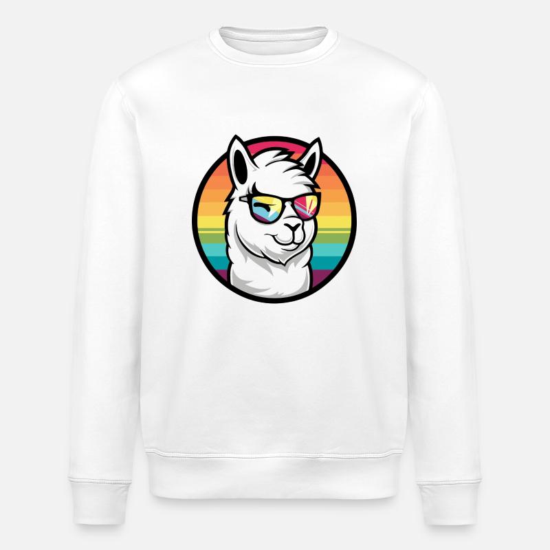 Alpaca Llama Cool Comic - Stanley/Stella ROLLER Unisex Organic Sweatshirt - white