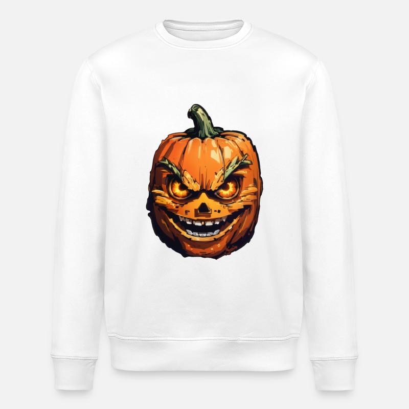 Citrouille d’Halloween - Sweat bio ROLLER Stanley/Stella Unisexe - blanc