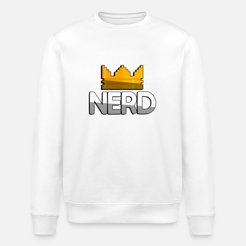 NERD + King Crown - Gaming - Stanley/Stella ROLLER Unisex Organic Sweatshirt - white