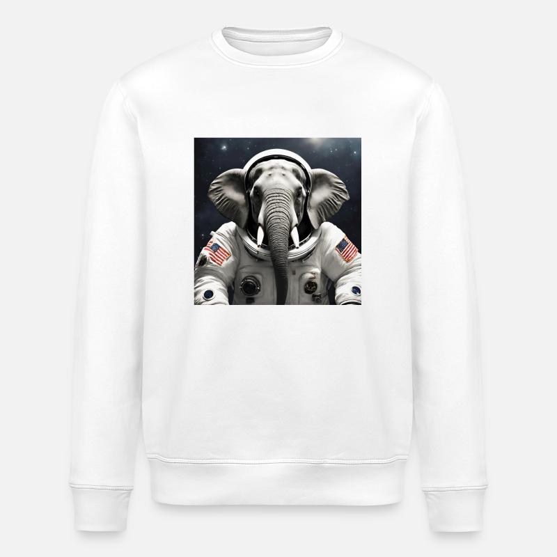 Éléphant en costume d’astronaute - Sweat bio ROLLER Stanley/Stella Unisexe - blanc
