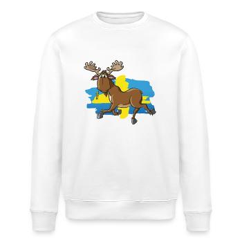Lustiger Elch mit Schwedenflagge - Stanley/Stella Unisex Bio-Sweatshirt ROLLER - Weiß - Vorne - Nik (191cm)