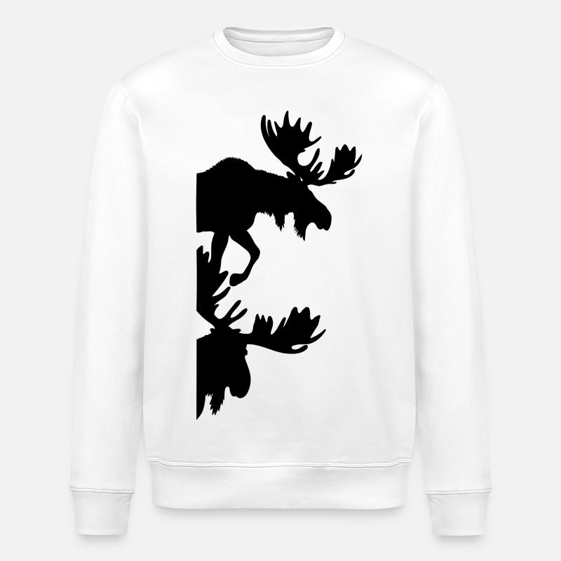 Moose Silhouettes Mosses - Stanley/Stella ROLLER Unisex Organic Sweatshirt - white