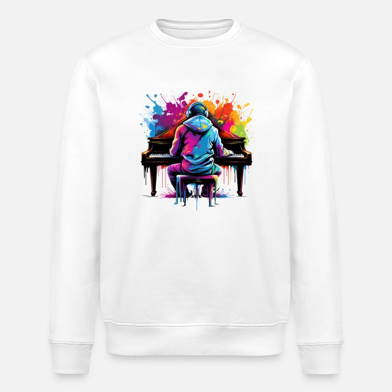 Claviériste avec casque style graffiti - Sweat bio ROLLER Stanley/Stella Unisexe - blanc