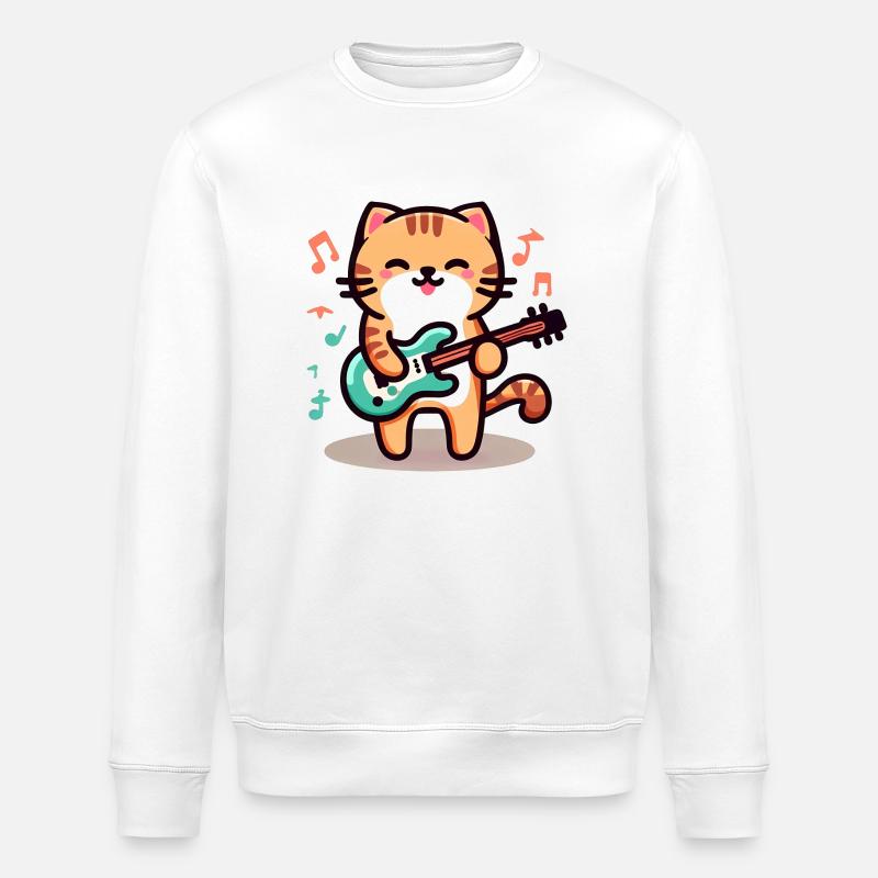 Rock n Roll Katze - Stanley/Stella Unisex Bio-Sweatshirt ROLLER - Weiß
