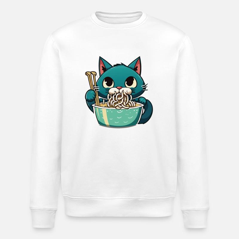 Cat Eats Instant Noldes - Stanley/Stella ROLLER Unisex Organic Sweatshirt - white