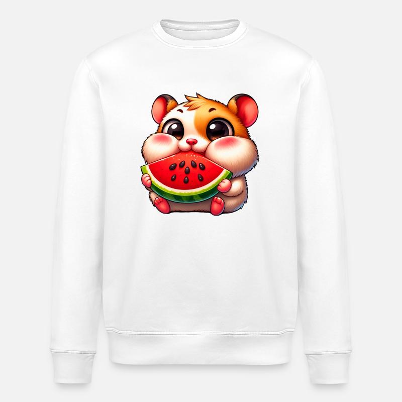 Cute Cartoon Hamster Melon - Stanley/Stella Unisex Bio-Sweatshirt ROLLER - Weiß