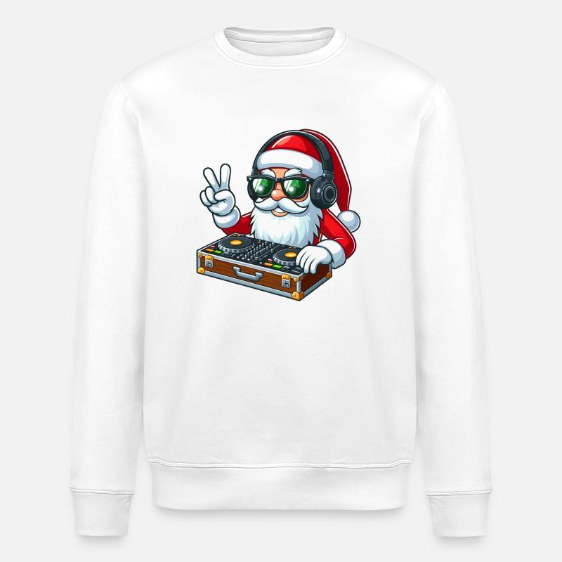Cooler Weihnachtsmann mit Sonnenbrille - Stanley/Stella Unisex Bio-Sweatshirt ROLLER - Weiß