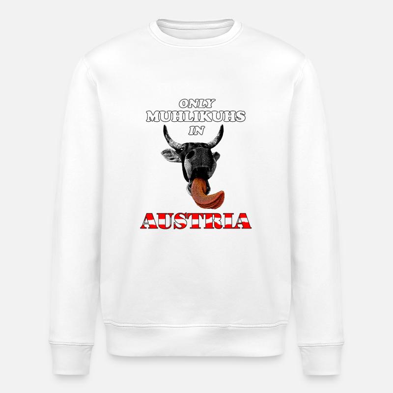 Seuls les Muhlikuhs en Autriche - Sweat bio ROLLER Stanley/Stella Unisexe - blanc