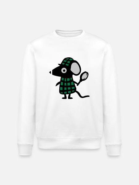 Mouse detective - Rat - Stanley/Stella ROLLER Unisex Organic Sweatshirt - white