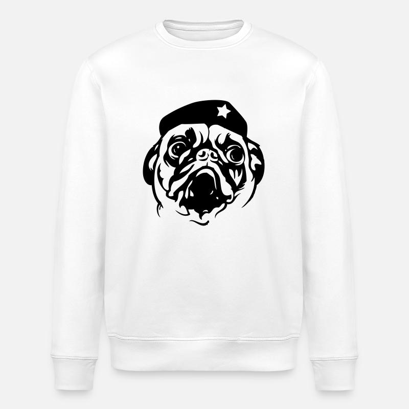 Comandante Pug - Stanley/Stella ROLLER Unisex Organic Sweatshirt - white
