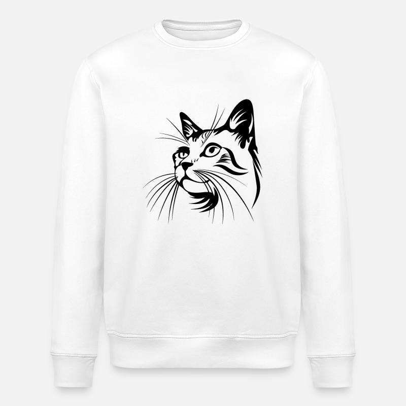 Katze, Katzenmotiv, Katzengesicht - Stanley/Stella Unisex Bio-Sweatshirt ROLLER - Weiß