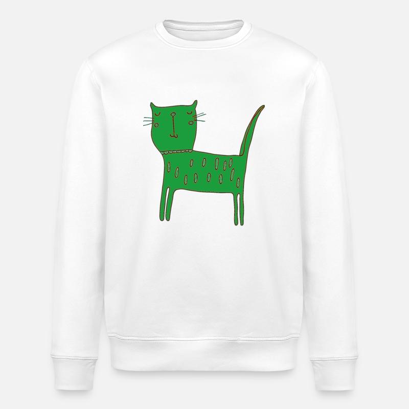 katze grün - Stanley/Stella Unisex Bio-Sweatshirt ROLLER - Weiß