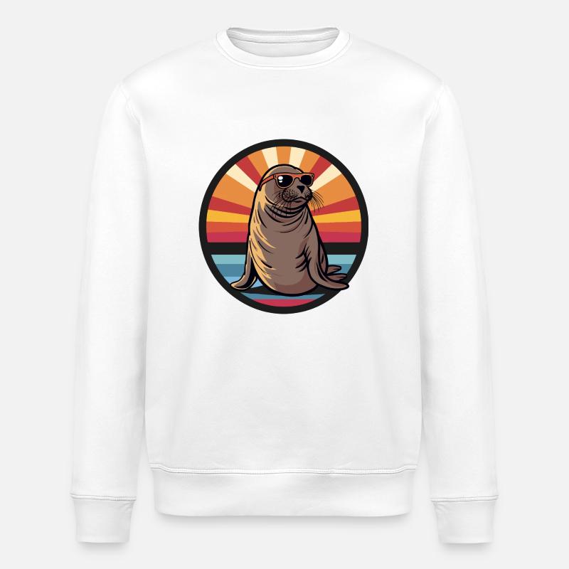 Robbe Tier Cool Seehund - Stanley/Stella Unisex Bio-Sweatshirt ROLLER - Weiß