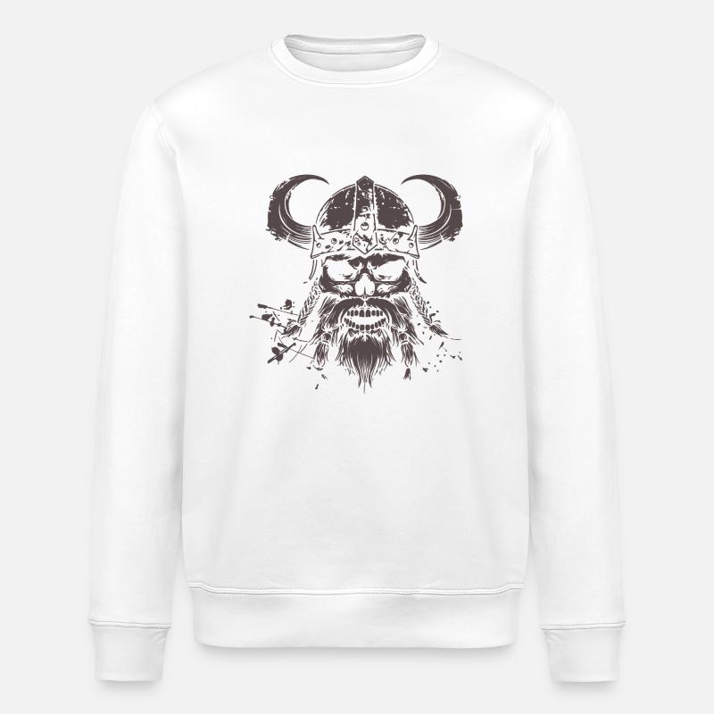 wikinger skull 1 - Stanley/Stella Unisex Bio-Sweatshirt ROLLER - Weiß