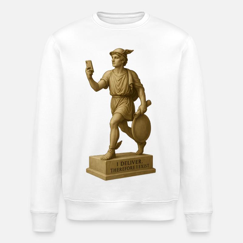 Antike Philosophenfigur mit Smartphone - Stanley/Stella Unisex Bio-Sweatshirt ROLLER - Weiß