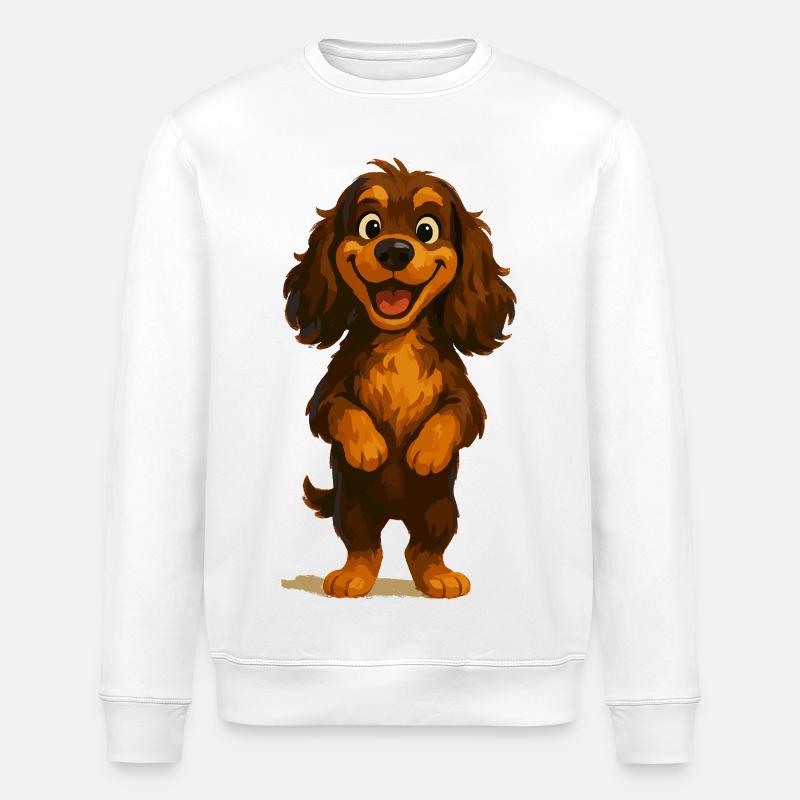 Cocker Spaniel breit grinsend - Stanley/Stella Unisex Bio-Sweatshirt ROLLER - Weiß
