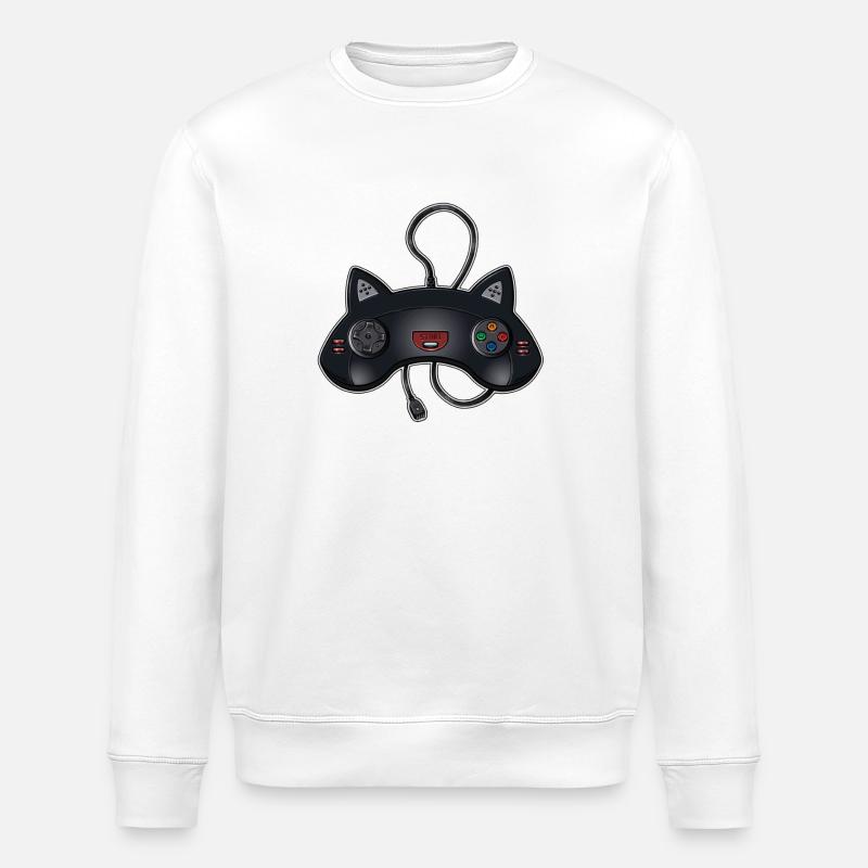 Katzen-Joystick - Stanley/Stella Unisex Bio-Sweatshirt ROLLER - Weiß