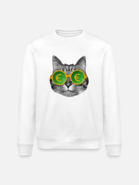 Katzengeldbrille - Stanley/Stella Unisex Bio-Sweatshirt ROLLER - Weiß