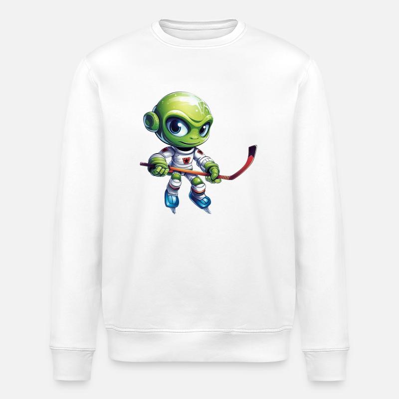 Alien Eishockeyspieler - Stanley/Stella Unisex Bio-Sweatshirt ROLLER - Weiß