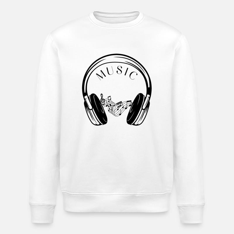 Kopfhörer und Musiknoten. - Stanley/Stella Unisex Bio-Sweatshirt ROLLER - Weiß