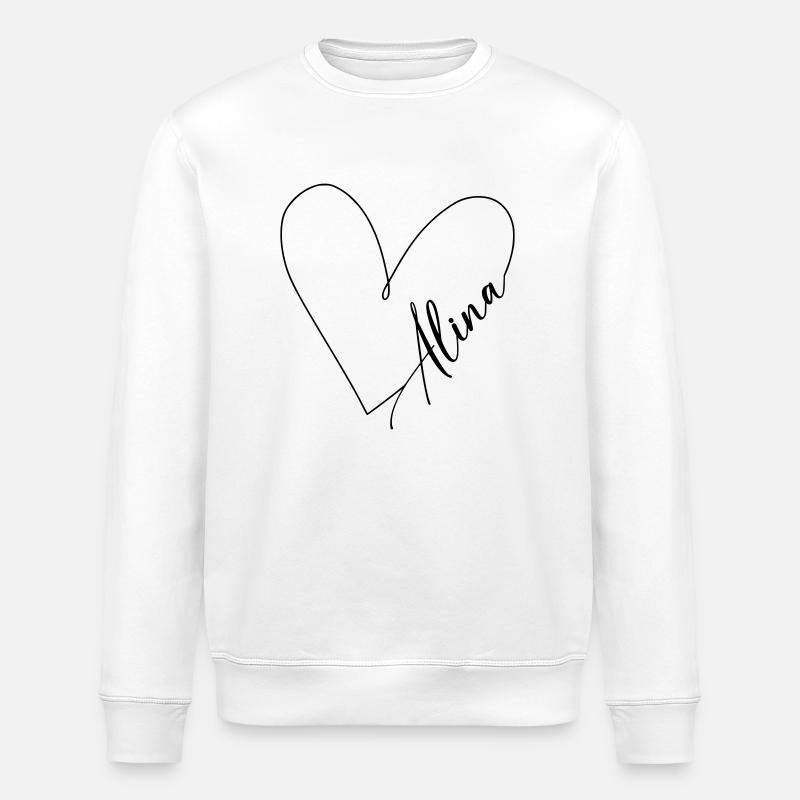 Alina Name Herzlinie - Stanley/Stella Unisex Bio-Sweatshirt ROLLER - Weiß