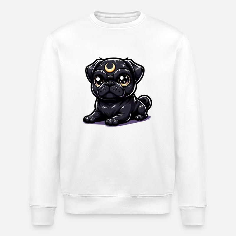 Moonkeeper Pug - Stanley/Stella ROLLER Unisex Organic Sweatshirt - white