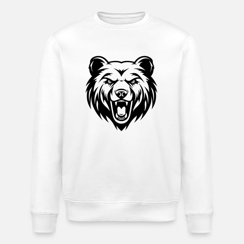 Bear Head - Stanley/Stella ROLLER Unisex Organic Sweatshirt - white