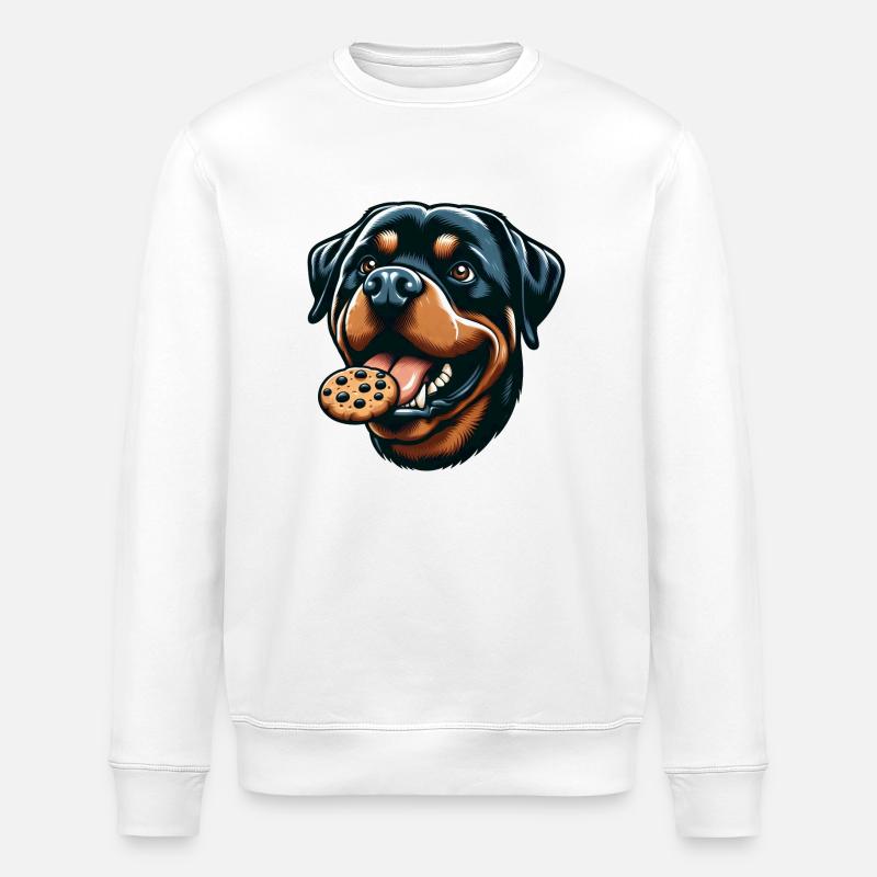 Rottweiler with hamburger and biscuit - Stanley/Stella ROLLER Unisex Organic Sweatshirt - white