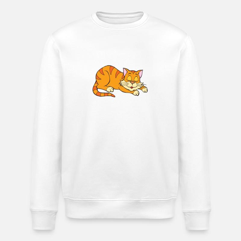 Cat - sleeping cat - Stanley/Stella ROLLER Unisex Organic Sweatshirt - white