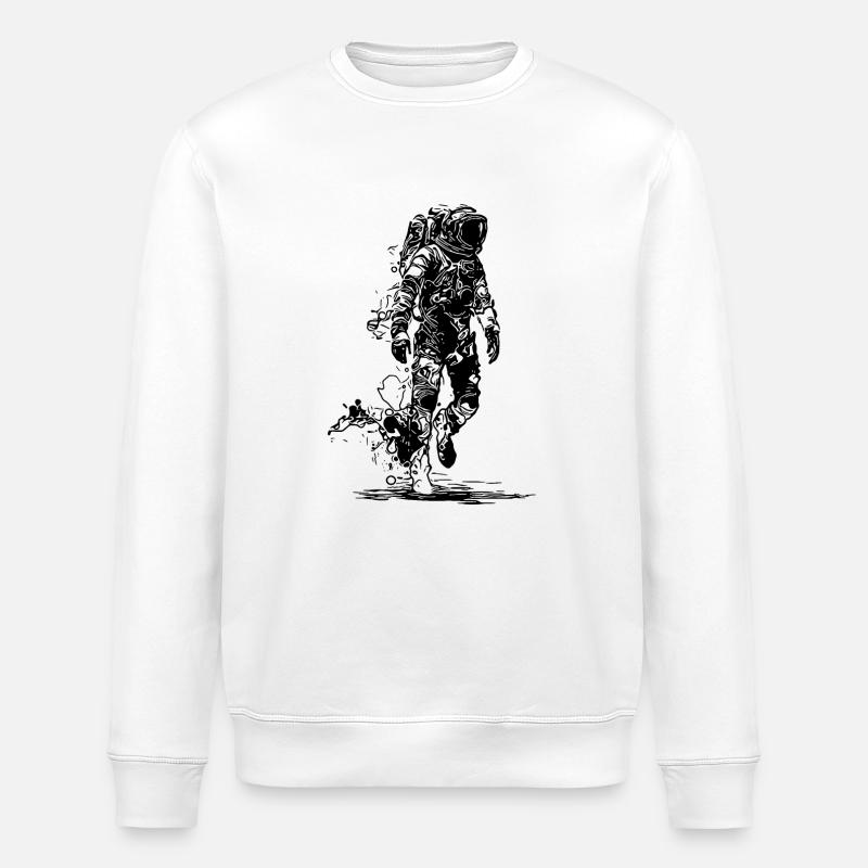 Astronaut walking over moon dust - Stanley/Stella ROLLER Unisex Organic Sweatshirt - white
