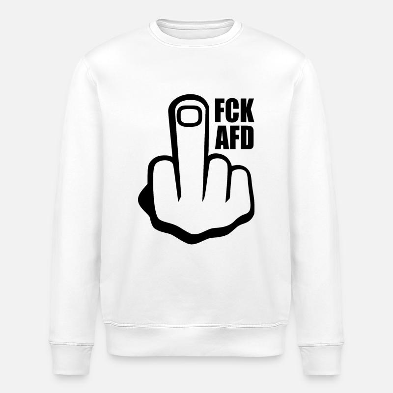 Fck afd Mittelfinger - Stanley/Stella Unisex Bio-Sweatshirt ROLLER - Weiß