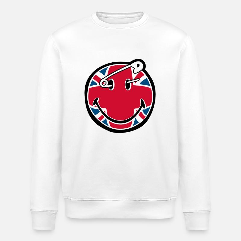 Smiley union jack safety - Sweat bio ROLLER Stanley/Stella Unisexe - blanc
