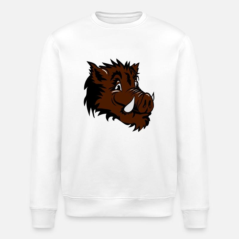Wild boar head funny - Stanley/Stella ROLLER Unisex Organic Sweatshirt - white