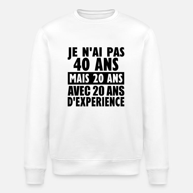 40 ans - Sweat bio ROLLER Stanley/Stella Unisexe - blanc