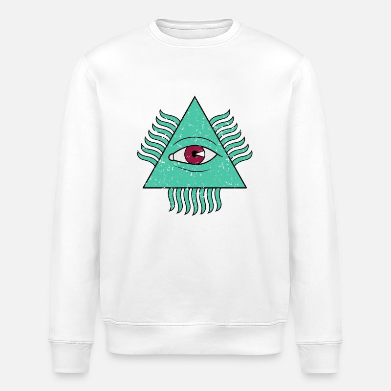 Pyramide Auge Illuminati - Stanley/Stella Unisex Bio-Sweatshirt ROLLER - Weiß